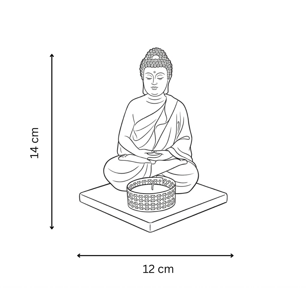 Blue Meditating Buddha Idol with Tealight Candle Holder