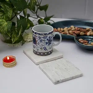 White Marble Plain Coaster  for Tea Coffee Cocktail