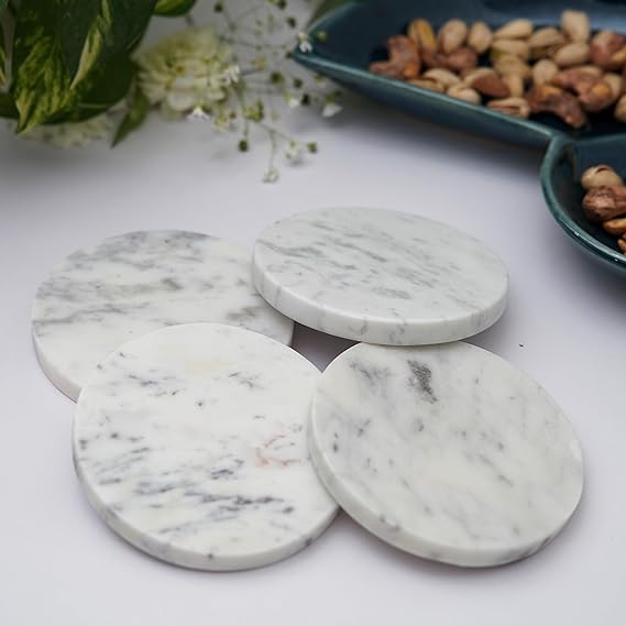 White Marble Plain Coaster  for Tea Coffee Cocktail