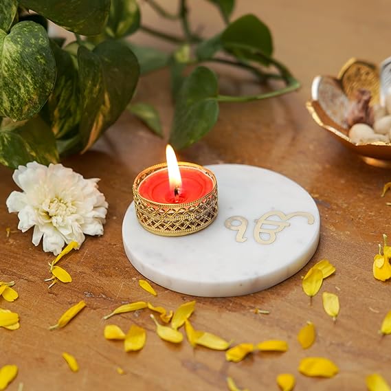 Ganesha Tea Light Holder Marble