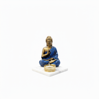 Dark Blue Meditating Buddha Idol with Tealight Candle Holder