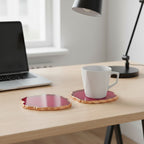 Pink Crystal Agate Coaster With Rose Gold Plating Set of 2