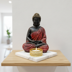 Pink Meditating Buddha Idol with Tealight Candle Holder