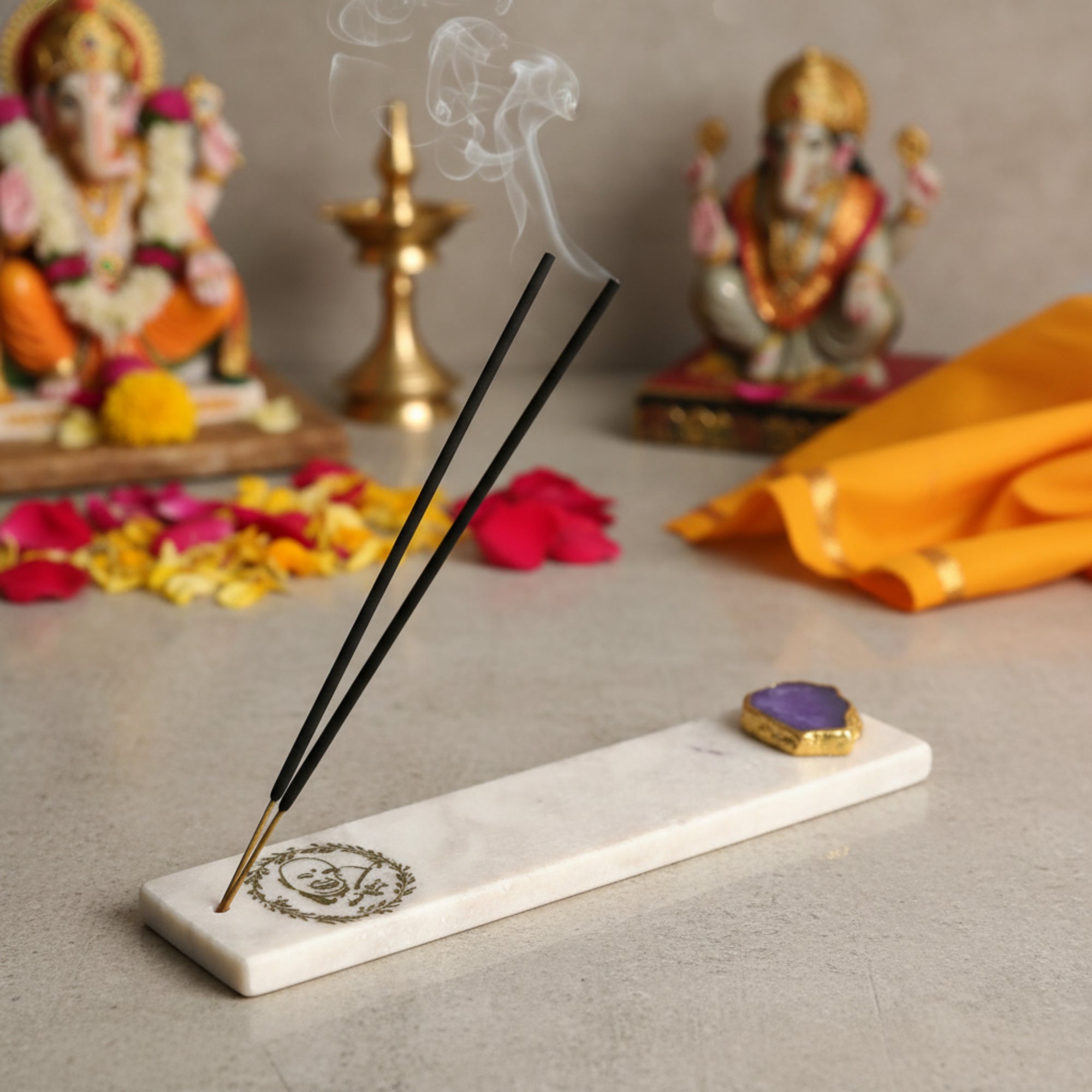 Marble with Agate Guru Ji Agarbatti Stand