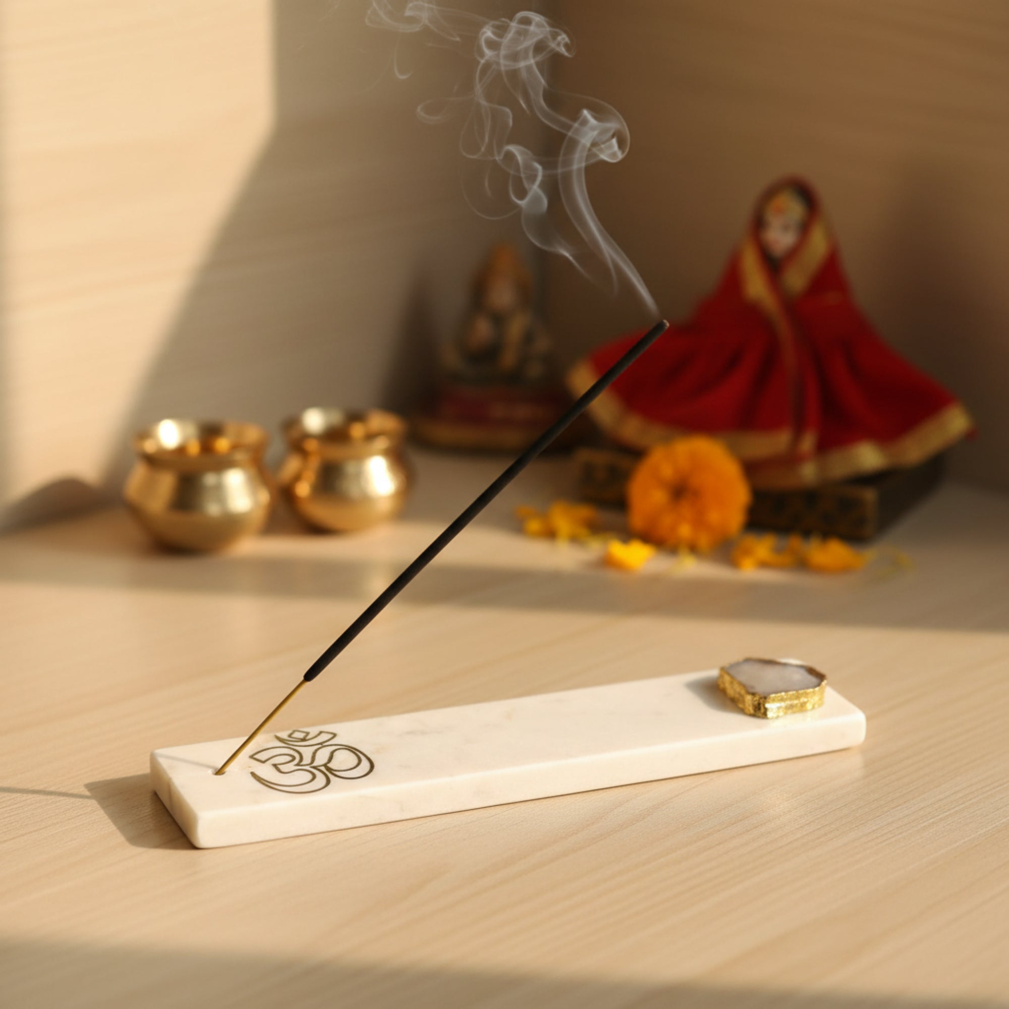 Marble with Agate Om Agarbatti Stand