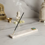 Marble Agarbatti Stand with Green Agate