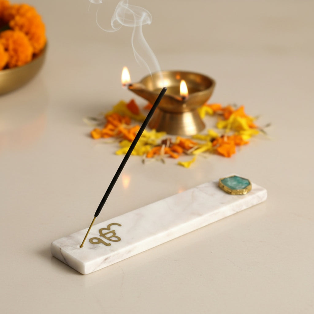 Marble with Agate Ik Onkar Agarbatti Stand