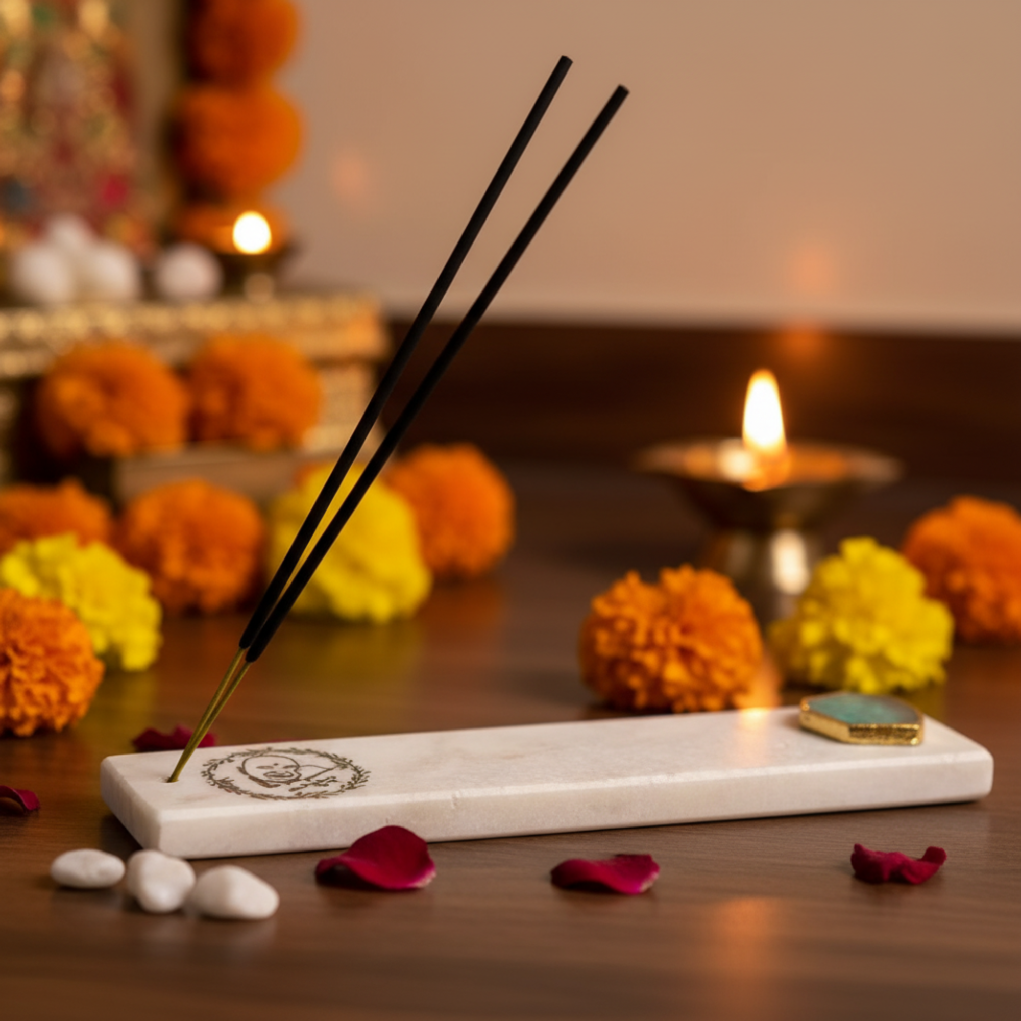Marble with Agate Guru Ji Agarbatti Stand