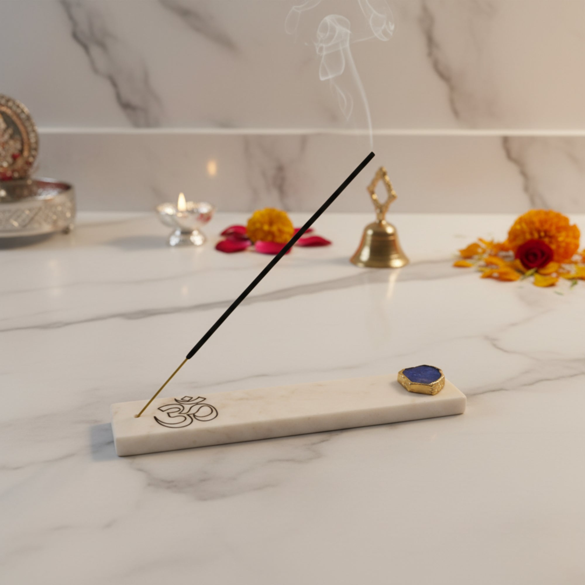 Marble with Agate Om Agarbatti Stand