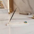 Marble Agarbatti Stand with Turquoise Agate