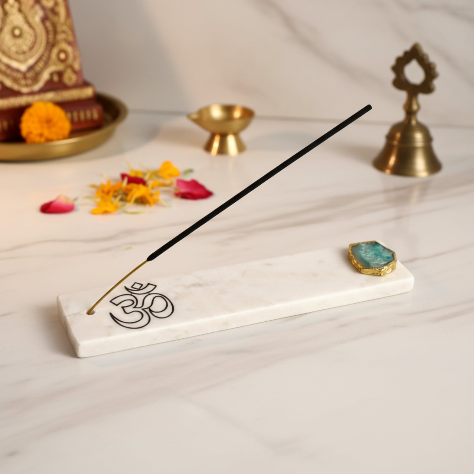 Marble with Agate Om Agarbatti Stand
