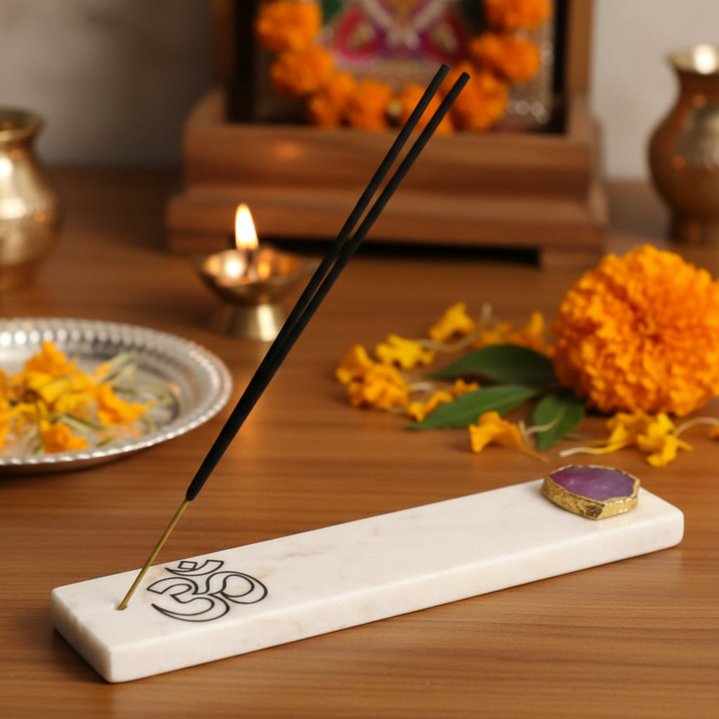 Marble with Agate Om Agarbatti Stand