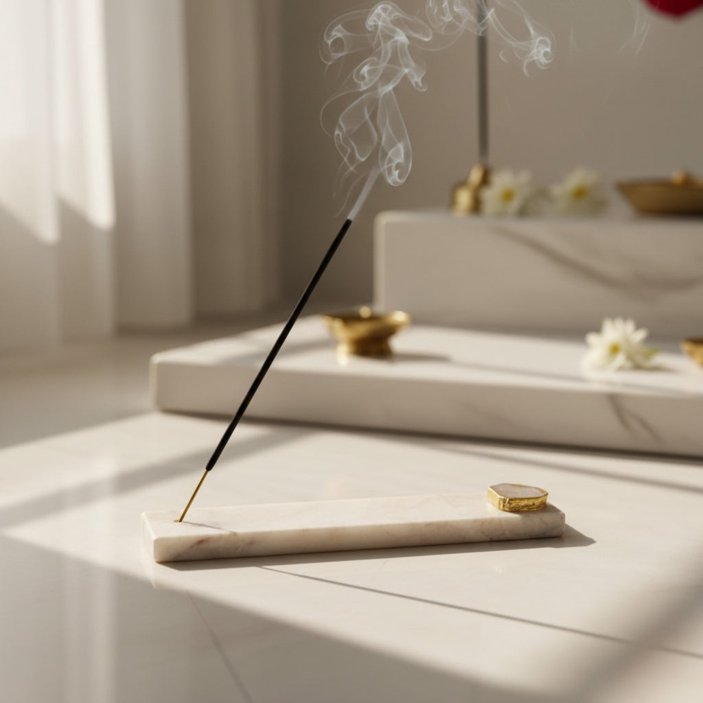 Marble Agarbatti Stand with White Agate
