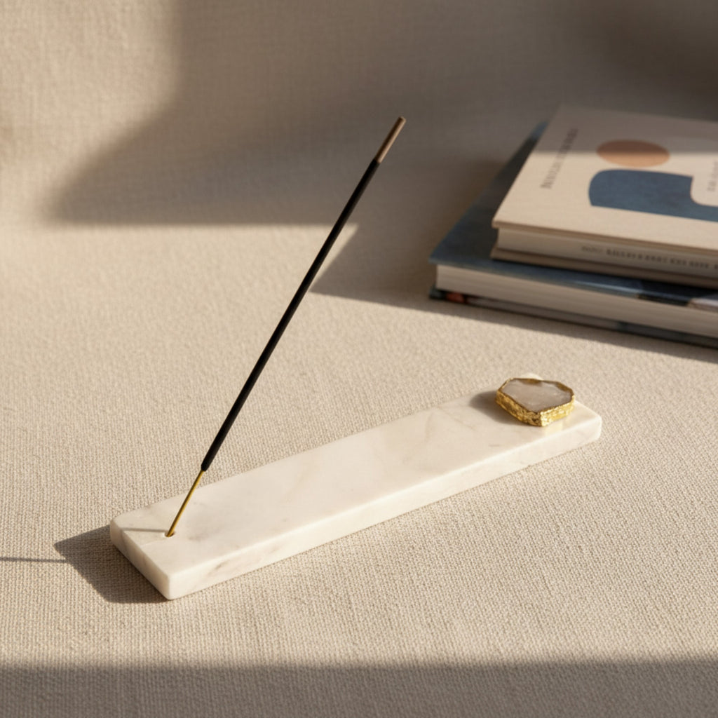 Blue Agate with Marble Agarbatti Stand