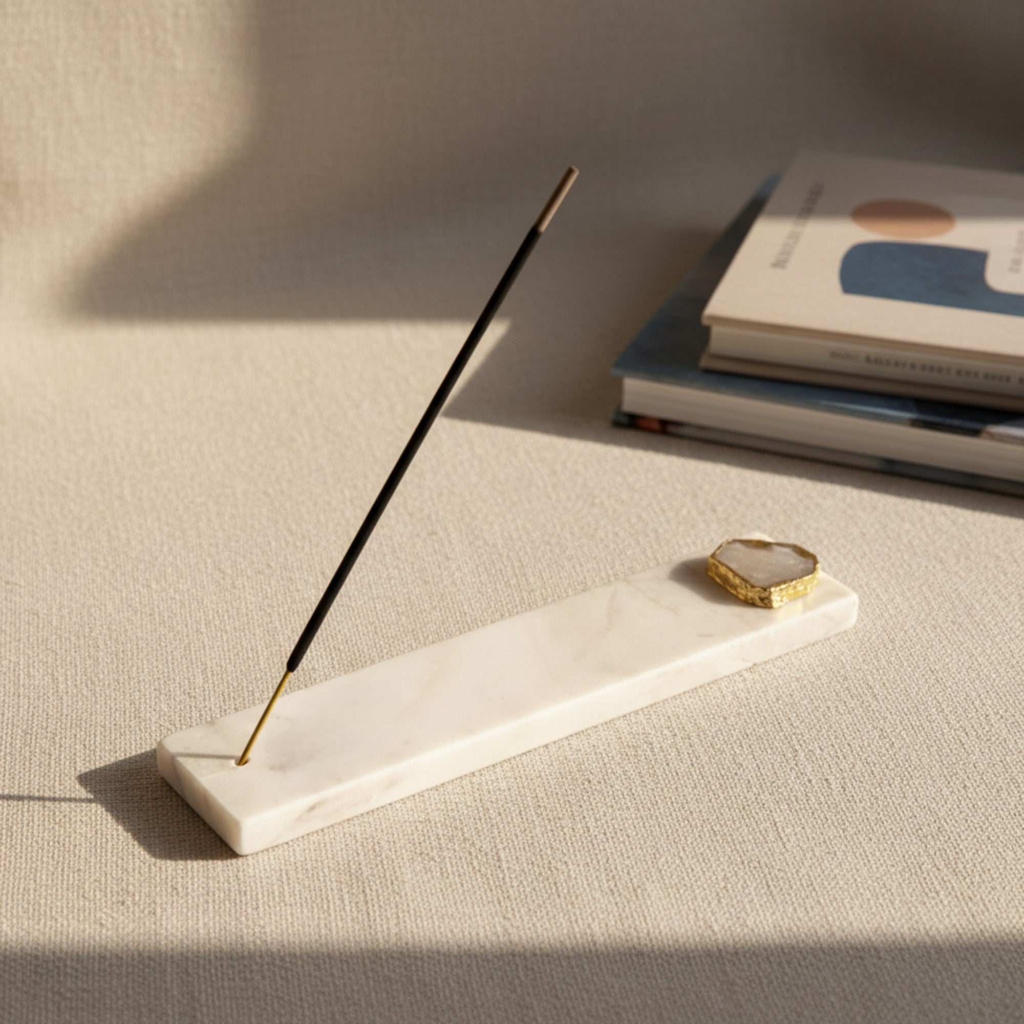 Blue Agate with Marble Agarbatti Stand