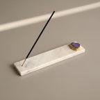 Marble Agarbatti Stand with Purple Agate