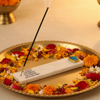 Marble with Agate Namokar Mantra Agarbatti Stand Puja Incense Stick Holder with Ash Catcher Incense Burner