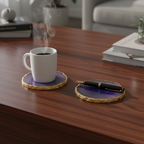 Purple Brazilian Agate Coaster with Gold Plating