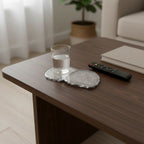 White  Crystal Agate Coaster With Silver Plating Set Of 02