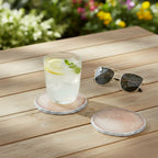 Brown  Crystal Agate Coaster With Silver Plating Set of 2