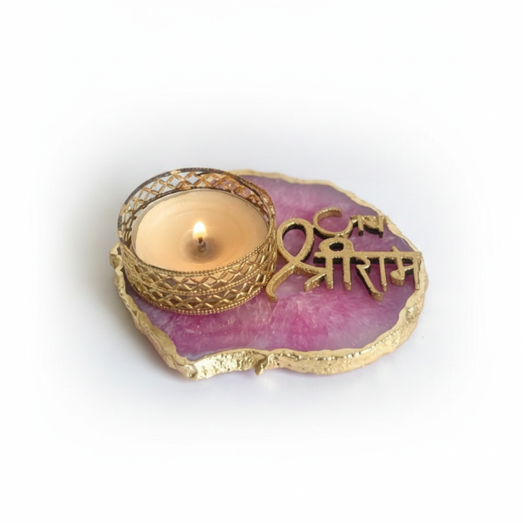 Agate Jai Shree Ram Tea Light Holder, Diwali Decor