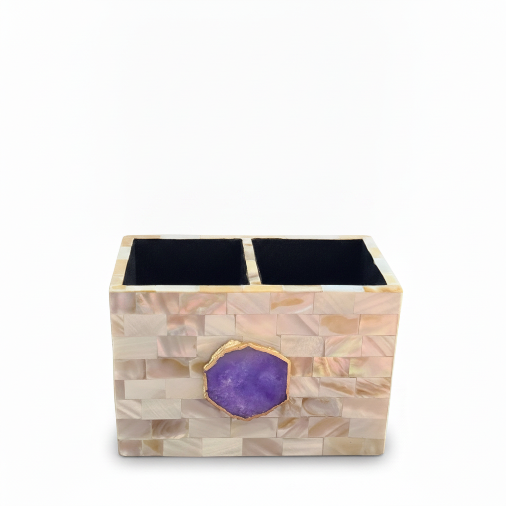 Purple Agate  With Mother Of Pearl Cutlery Holder