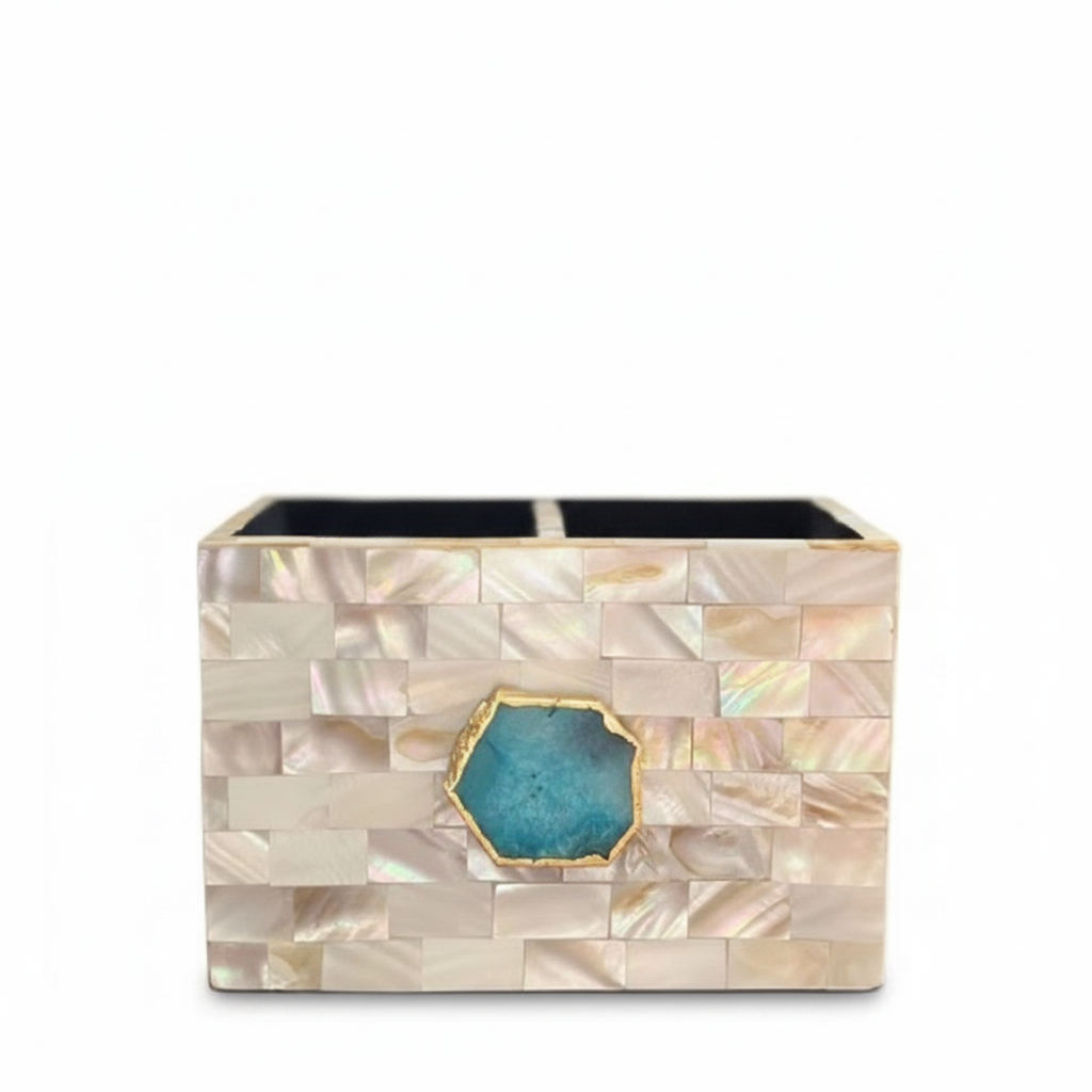 Turquoise Agate  With Mother Of Pearl Cutlery Holder