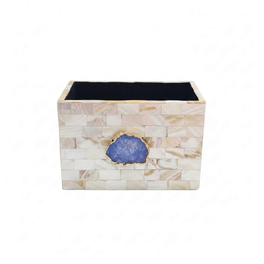 Blue Agate  With Mother Of Pearl Cutlery Holder