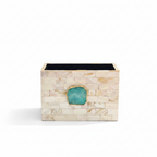 Green  Agate  With Mother Of Pearl Cutlery Holder