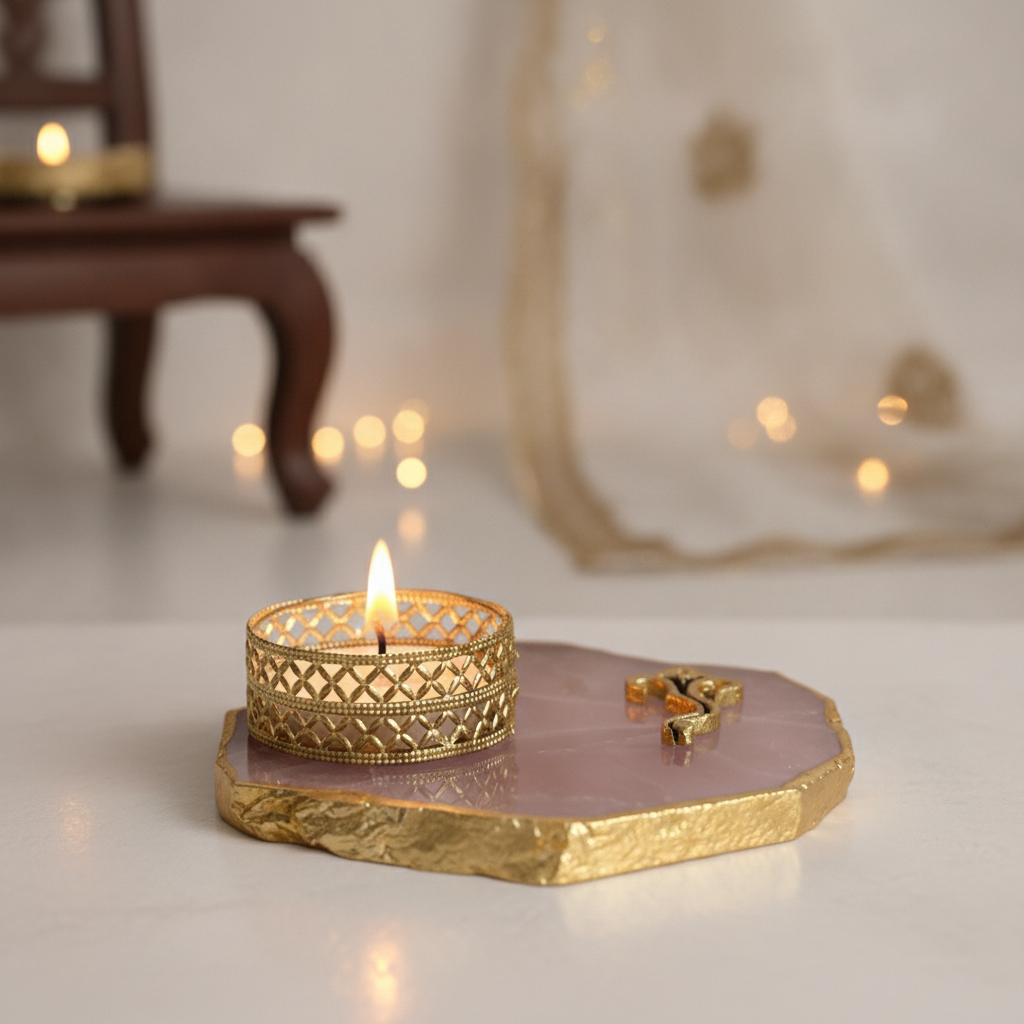 Agate Lord ganesh Design Tea Light Holder