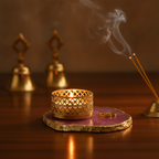 Om Agate Tea Light Candle Holder, Diwali Decor