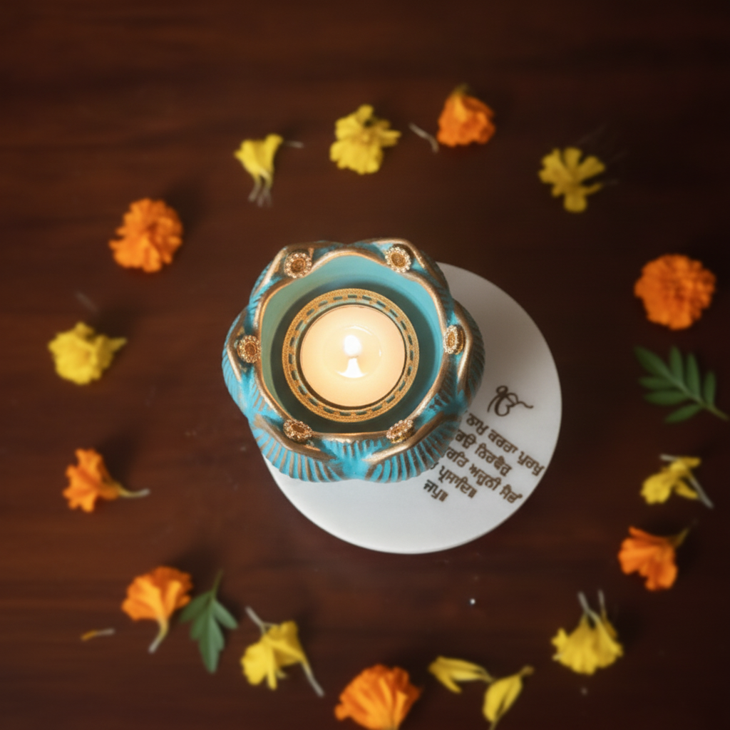 White Marble Choki And Polyresin Tea Light Holder
