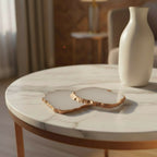 Blue  Crystal Agate Coaster With Rose Gold Plating Set of 2