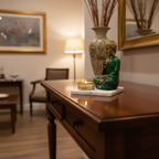 Dark Green Meditating Buddha Idol with Tealight Candle Holder