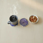 Purple  Crystal Agate Coaster With Silver Plating Set of 2
