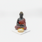 Pink Meditating Buddha Idol with Tealight Candle Holder