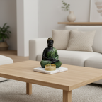 Green Meditating Buddha Idol with Tealight Candle Holder