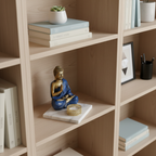 Dark Blue Meditating Buddha Idol with Tealight Candle Holder