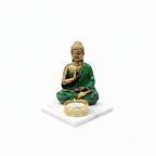 Dark Green Meditating Buddha Idol with Tealight Candle Holder