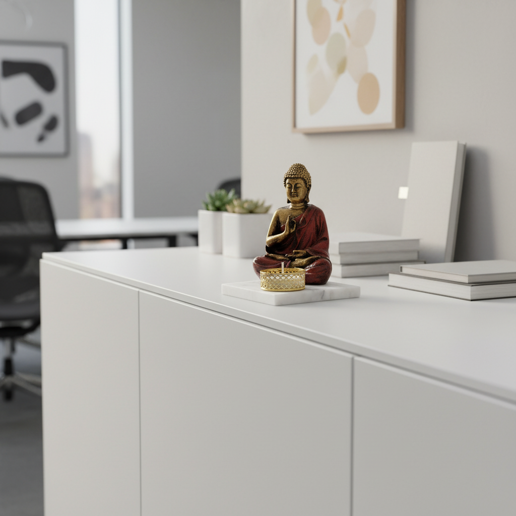 Red Meditating Buddha Idol with Tealight Candle Holder