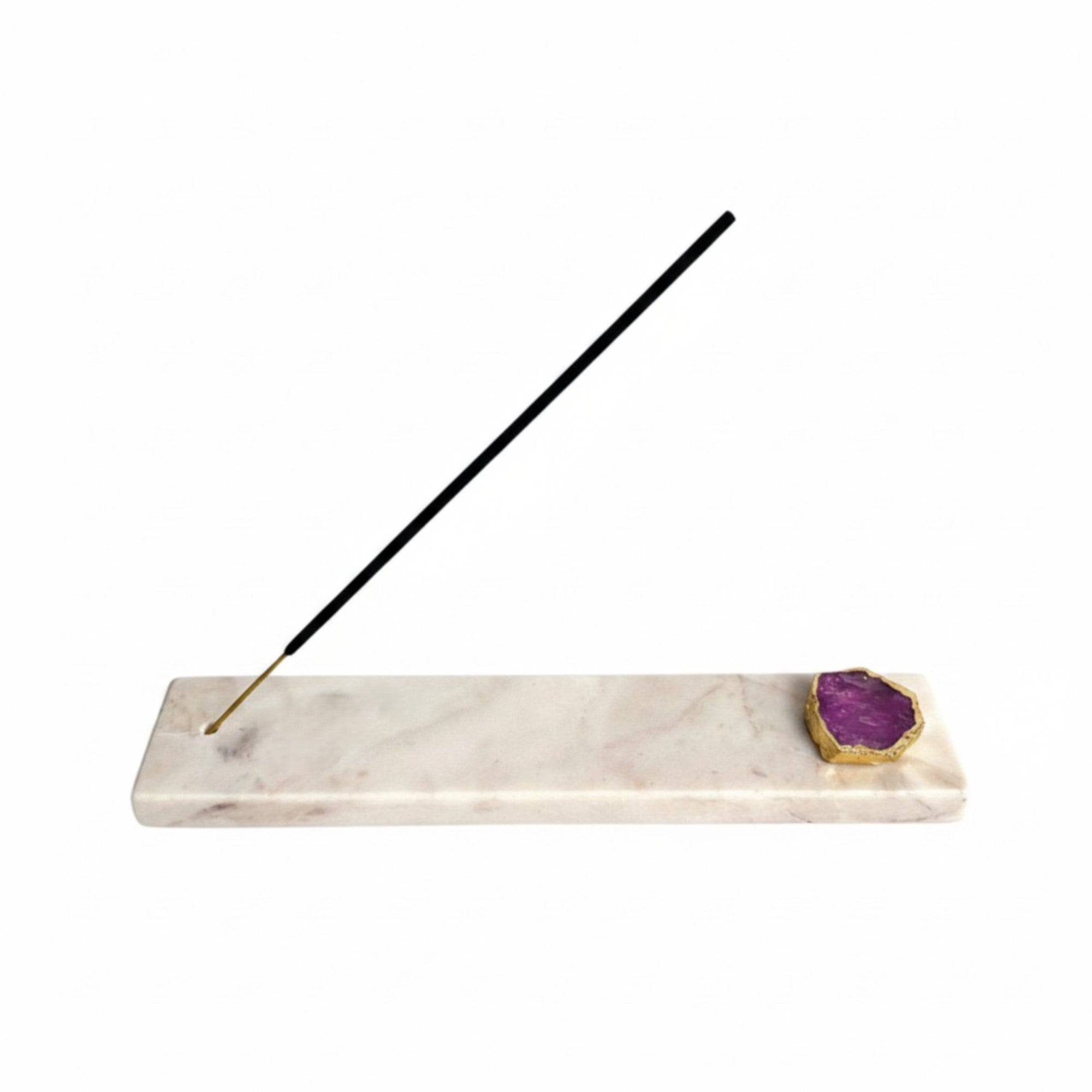 Marble Agarbatti Stand with Pink Agate
