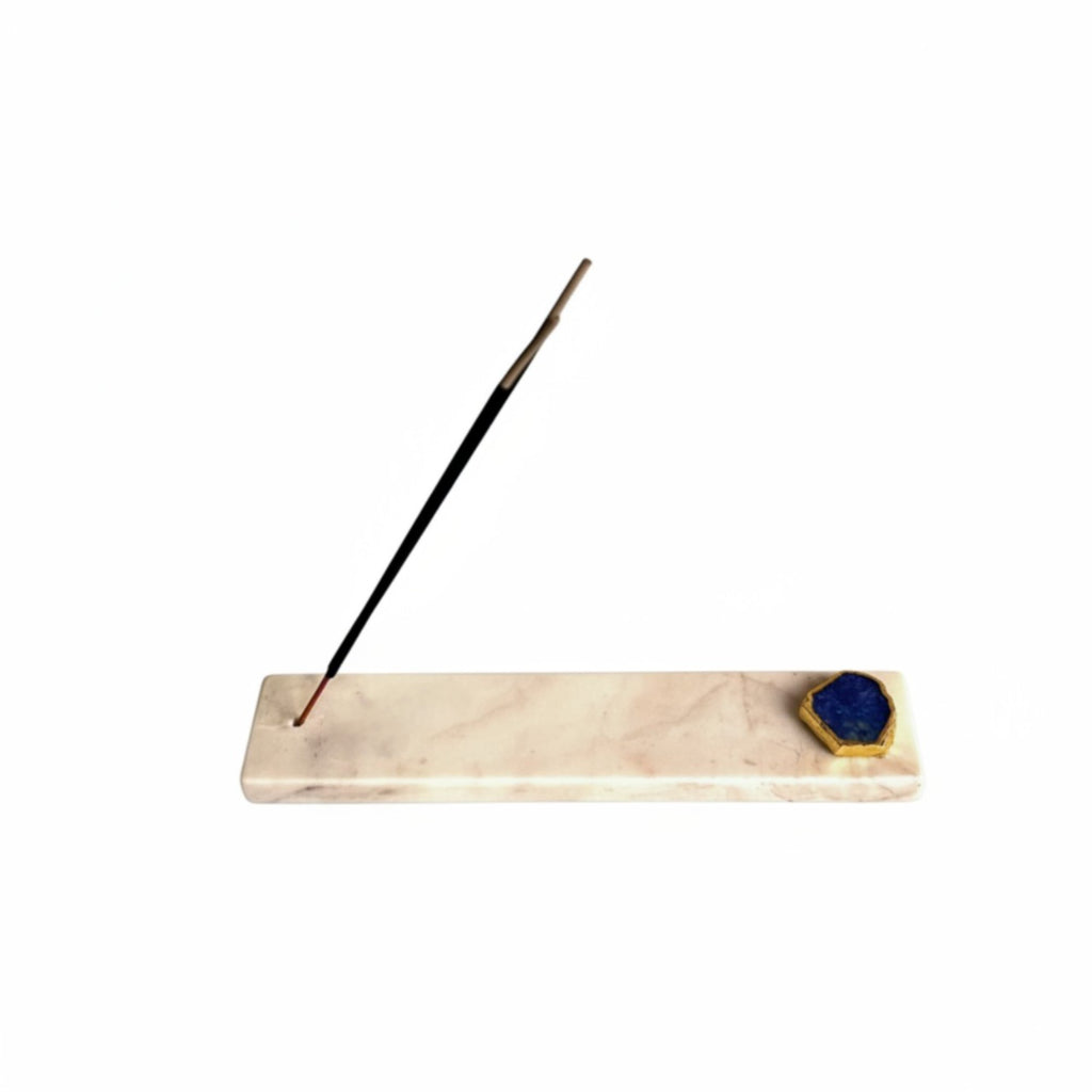 Blue Agate with Marble Agarbatti Stand