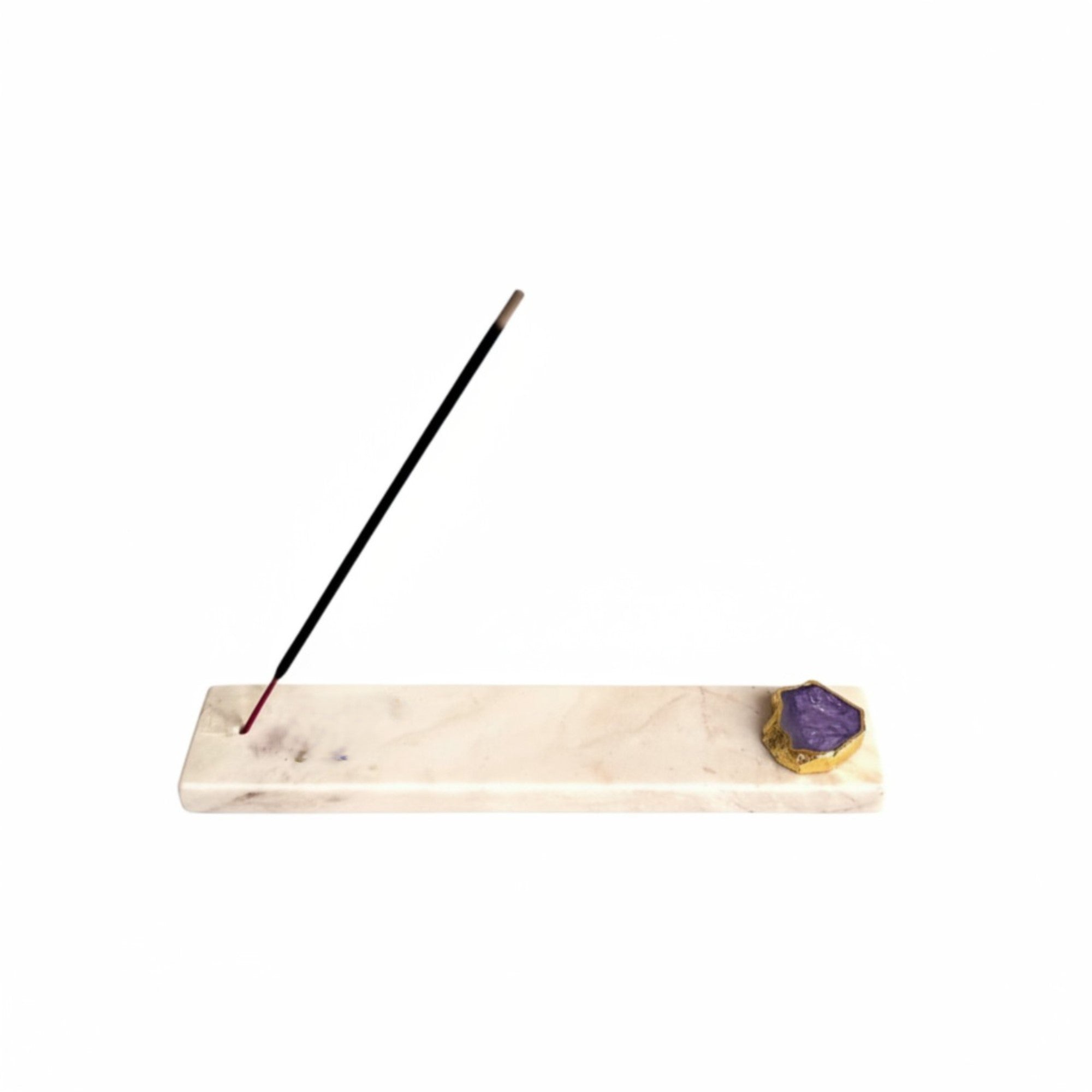 Marble Agarbatti Stand with Purple Agate