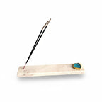 Marble Agarbatti Stand with Turquoise Agate