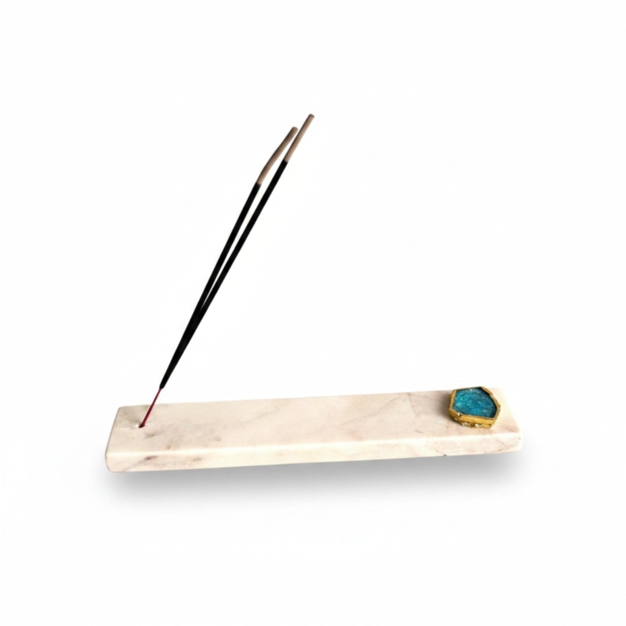 Marble Agarbatti Stand with Turquoise Agate