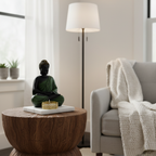 Green Meditating Buddha Idol with Tealight Candle Holder