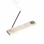 Marble Agarbatti Stand with Green Agate