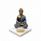 Blue Meditating Buddha Idol with Tealight Candle Holder