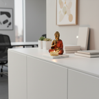 Red Meditating Buddha Idol with Tealight Candle Holder