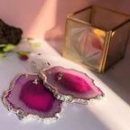 Natural Brazilian Agate Coaster With Silver Plating